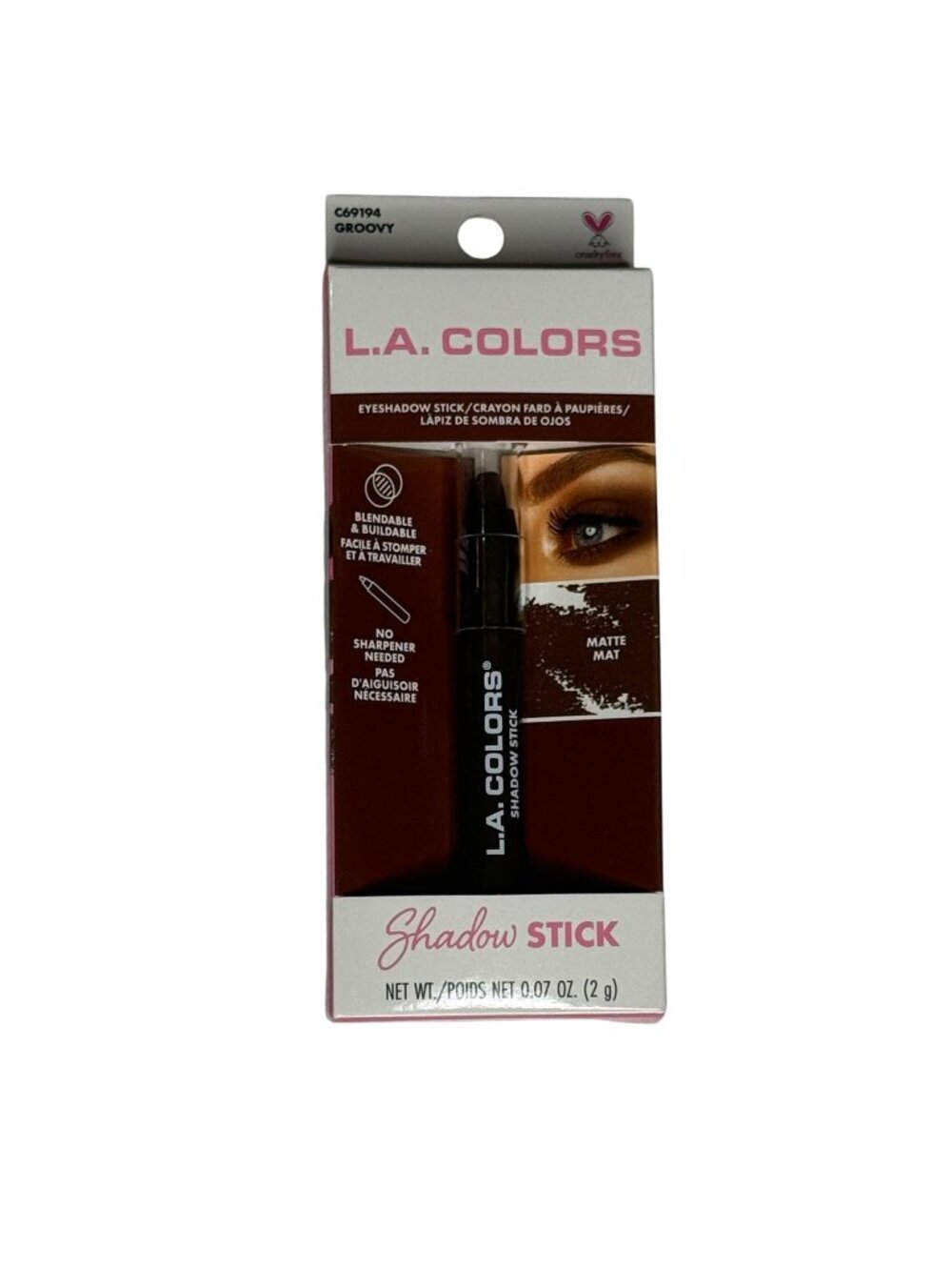 L.A. Colors Shadow Stick Groovy Matte Brown Eyeshadow Crayon New